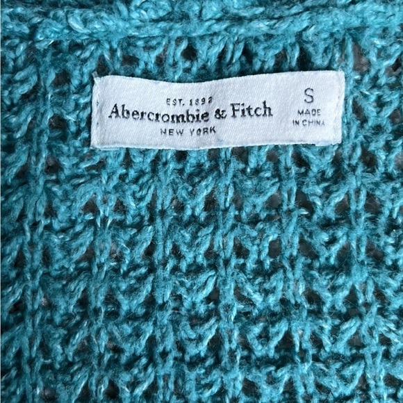 Oversized Cardigan Waffle Knit Teal Open Front Abercrombie & Fitch Cardigan - Picture 11 of 12